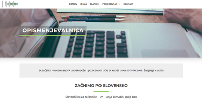 Vstopna stran spletne strani ''Opismenjevalnica''.
