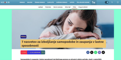 Vstopna stran, ki ponuja nasvete za izboljšanje samopodobe in zaupanja v lastne sposobnosti.