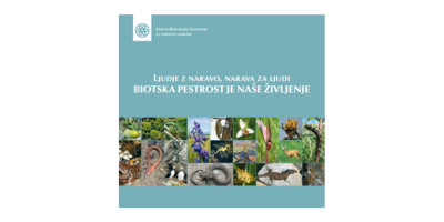Naslovna stran gradiva, ki s slikami gozdov, živali in rastlin, ponazarja biodiverziteto ter pomen ohranjanja naravnih ekosistemov.
