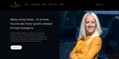Vstopna stran bloga Ane Vezovišek, kjer oriše pomen osebnih financ in poda praktične nasvete za boljše upravljanje denarja.