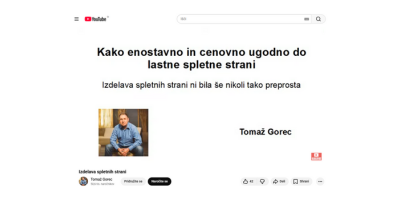 YouTube posnetek, ki prikaže izdelavo brezplačne spletne strani.
