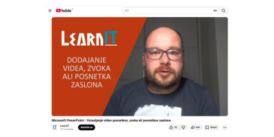 YouTube posnetek, ki predstavi vstavljanje video posnetkov, zvočnih datotek in posnetkov zaslona v predstavitev v PowerPoint-u.
