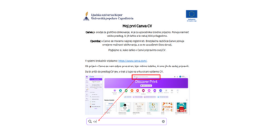 Primer življenjepisa, izdelanega v orodju Canva, kot pomoč pri prvem oblikovanju CV-ja.