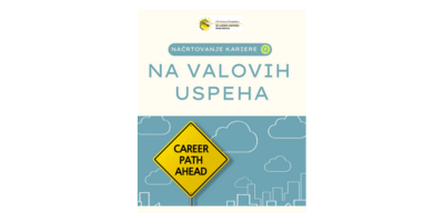 Naslovnica priročnika “Na valovih uspeha”, ki simbolno prikazuje načrtovanje karierne poti.