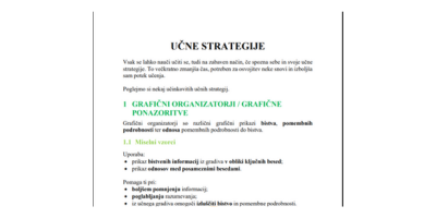 Kratek pregled različnih učnih strategij v pomoč učencem ali dijakom pri učenju.