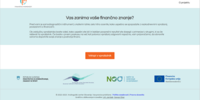 Naslovna stran vprašalnika o vašem finančnem znanju z naslovom: 