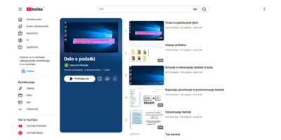 YouTube platforma z mapami in datotekami na zaslonu ter simbolom zaščite, ki ponazarja upravljanje podatkov in varnost računalnika.