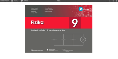 Naslovnica učbenika Fizika 9 z ilustracijo fizikalnih pojavov in jasno označbo, da je gradivo namenjeno 9. razredu osnovne šole.