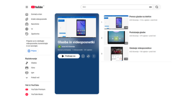 Serija videoposnetkov “Glasba in videoposnetki”, ki prikazujejo dodajanje, poslušanje glasbe in ogled videoposnetkov.
