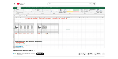 YouTube posnetek, ki ponazarja postopke za izračun deleža v Excelu.