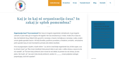 Članek opisuje različne načine organizacije časa in izboljšanje produktivnosti.