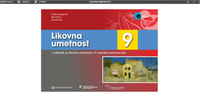 Naslovnica učbenika Likovna umetnost 9 z umetniškimi motivi, orodji in barvami za deveti razred OŠ.