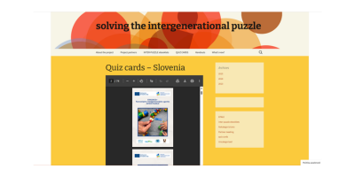 Kartice z zgodbami slovenskih starejših iz projekta INTER‑PUZZLE, ki spodbujajo medgeneracijsko učenje in izmenjavo izkušenj.