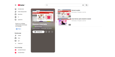YouTube kanal z videoposnetki o uporabi brskalnika, varni rabi interneta in zaščiti digitalne identitete.