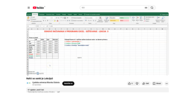 Videoposnetek, ki prikazuje seštevanje v Excelu s funkcijo »Samodejna vsota«.