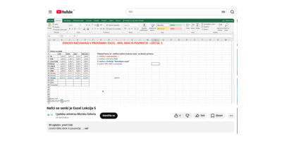 Videoposnetek, ki prikaže seštevanje v Excelu z uporabo funkcij MIN, MAX ter povprečje za analizo podatkov.