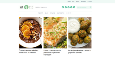 Vstopna stran bloga, ki ponuja vrsto različnih zdravih receptov.