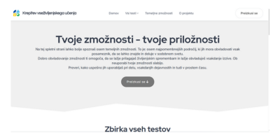 Vstopna stran testa 