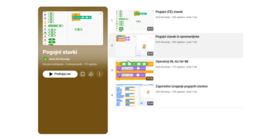 Serija videoposnetkov o vejiščih in pogojnih stavkih v Scratchu